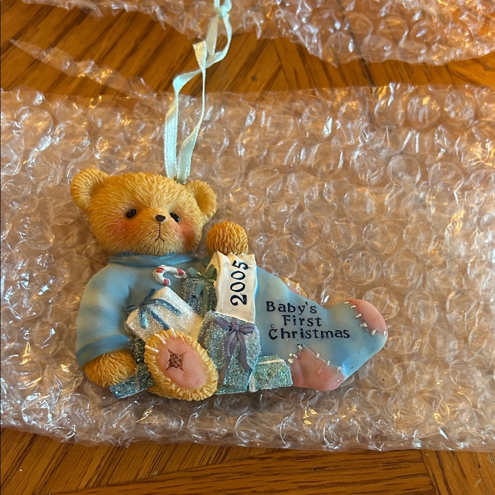 Avon Exclusive Bear Ornament with Blue Accents